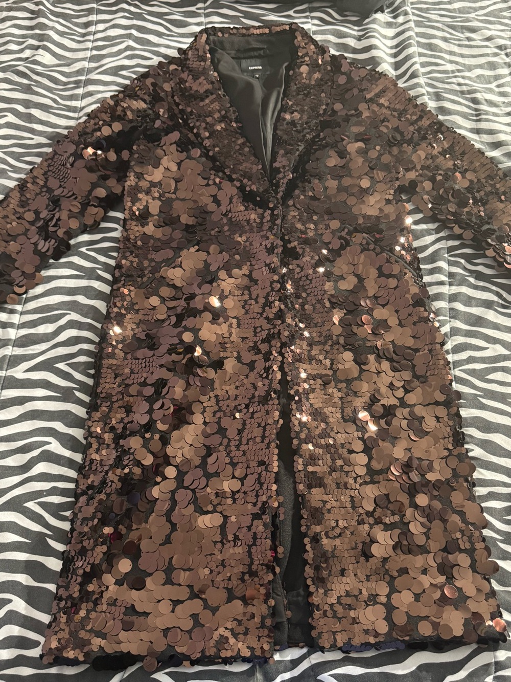 Express Brown Sequin Trench Coat Size XS Extra Small NEW WITH TAGS!!